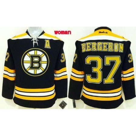 Bruins #37 Patrice Bergeron Black Home Women's Stitched NHL Jersey