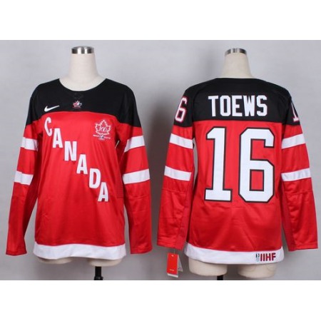 Olympic CA. #16 Jonathan Toews Red 100th Anniversary Women's Stitched NHL Jersey