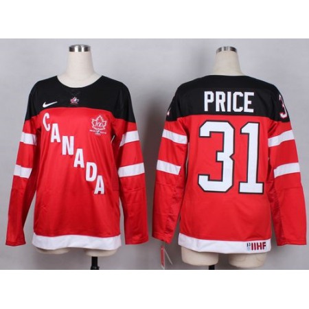 Olympic CA. #31 Carey Price Red 100th Anniversary Women's Stitched NHL Jersey