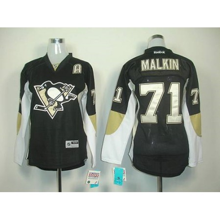 Penguins #71 Vgeni Malkin Black Women's Home Stitched NHL Jersey