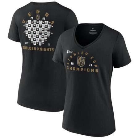Women's Vegas Golden Knights Black 2023 Stanley Cup Champions Jersey Roster V-Neck T-Shirt