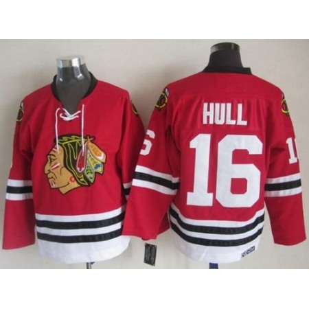 Blackhawks #16 Bobby Hull Red CCM Throwback Stitched NHL Jersey