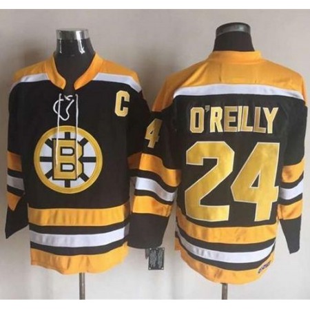 Bruins #24 Terry O'Reilly Black/Yellow CCM Throwback New Stitched NHL Jersey