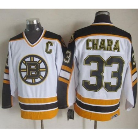 Bruins #33 Zdeno Chara White/Black CCM Throwback Stitched NHL Jersey