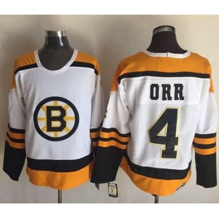 Bruins #4 Bobby Orr Yellow/White CCM Throwback Stitched NHL Jersey