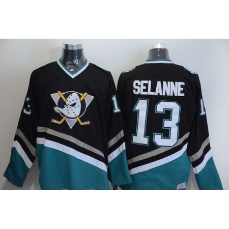 Ducks #13 Teemu Selanne Black CCM Throwback Stitched NHL Jersey