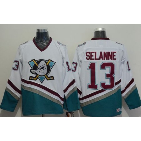 Ducks #13 Teemu Selanne White CCM Throwback Stitched NHL Jersey