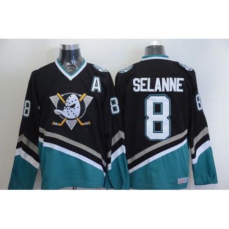 Ducks #8 Teemu Selanne Black CCM Throwback Stitched NHL Jersey