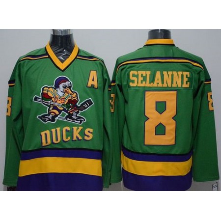 Ducks #8 Teemu Selanne Green CCM Throwback Stitched NHL Jersey