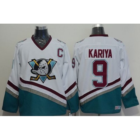 Ducks #9 Paul Kariya White CCM Throwback Stitched NHL Jersey