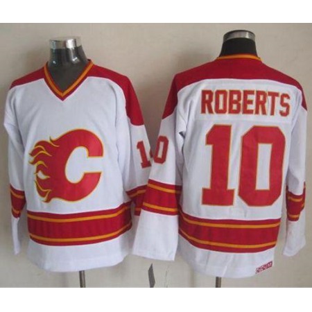 Flames #10 Gary Roberts White CCM Throwback Stitched NHL Jersey