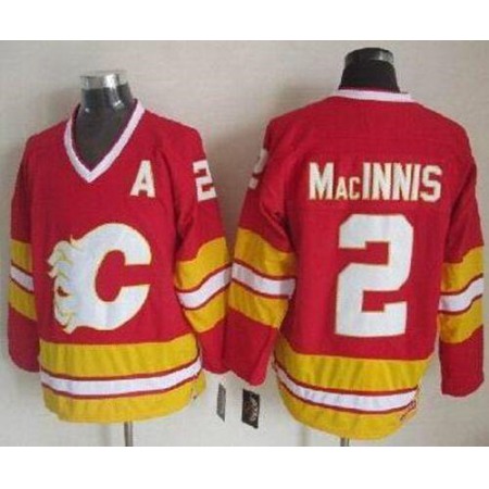 Flames #2 Al MacInnis Red CCM Throwback Stitched NHL Jersey