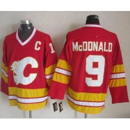 Flames #9 Lanny McDonald Red CCM Throwback Stitched NHL Jersey