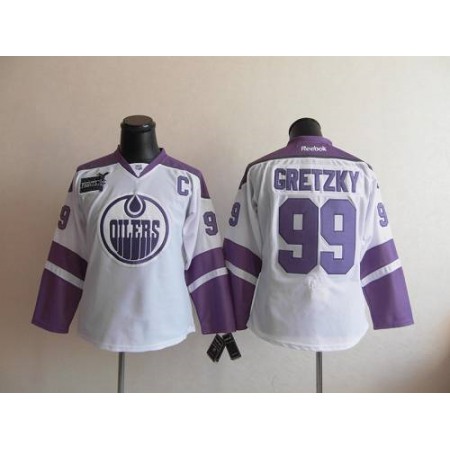 Oilers #99 Wayne Gretzky White/Purple Women's Thanksgiving Edition Stitched NHL Jersey