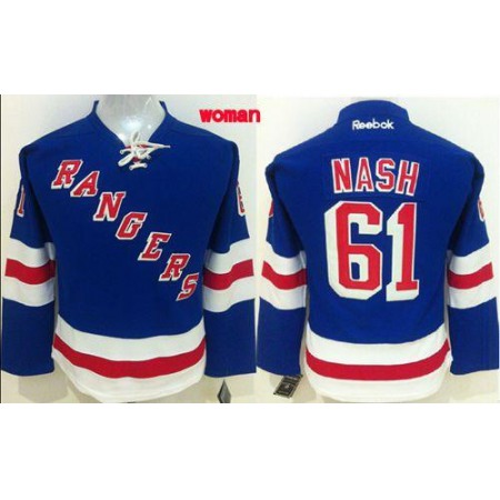 Rangers #61 Rick Nash Blue Home Women's Stitched NHL Jersey