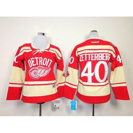 Red Wings #40 Henrik Zetterberg Red 2014 Winter Classic Women's Stitched NHL Jersey