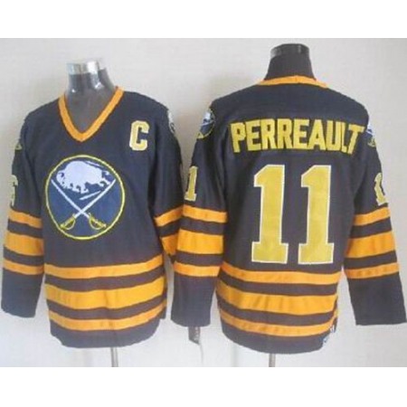 Sabres #11 Gilbert Perreault Navy Blue CCM Throwback Stitched NHL Jersey