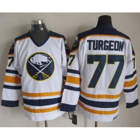 Sabres #77 Pierre Turgeon White CCM Throwback Stitched NHL Jersey