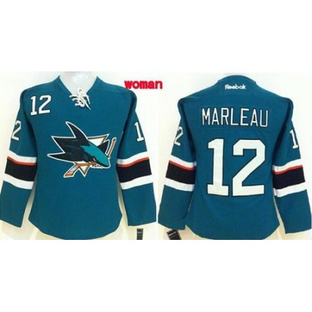 Sharks #12 Patrick Marleau Teal Women's Home Stitched NHL Jersey
