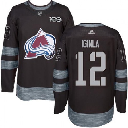 Avalanche #12 Jarome Iginla Black 1917-2017 100th Anniversary Stitched NHL Jersey