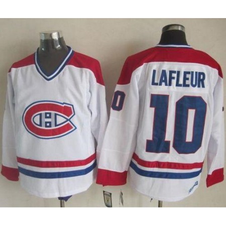 Canadiens #10 Guy Lafleur White CH-CCM Throwback Stitched NHL Jersey