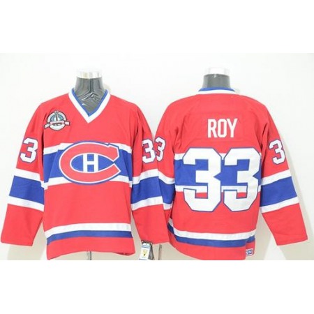 Canadiens #33 Patrick Roy Red CCM Throwback Stitched NHL Jersey