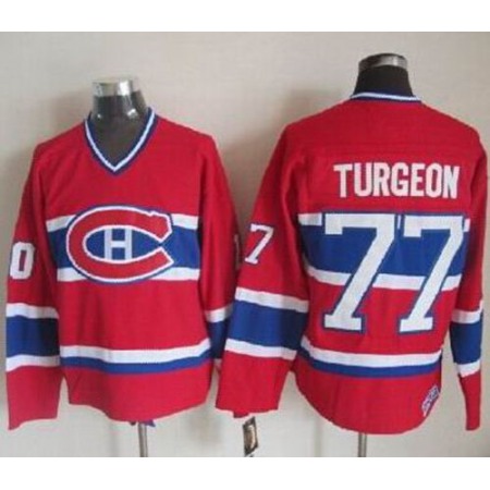Canadiens #77 Pierre Turgeon Red CCM Throwback Stitched NHL Jersey