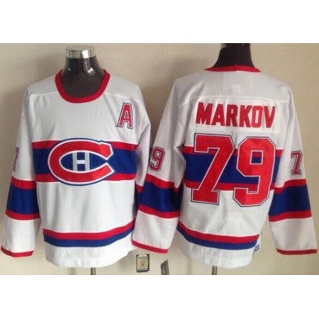 Canadiens #79 Andrei Markov White CCM Throwback Stitched NHL Jersey