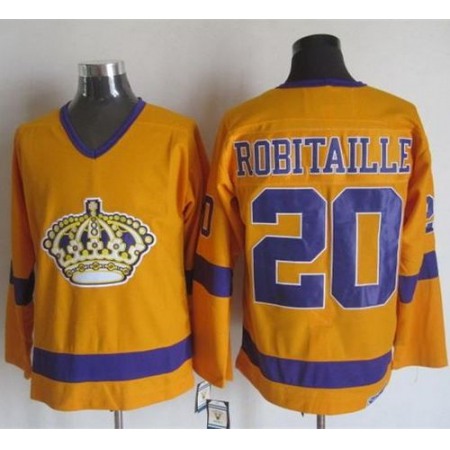 Kings #20 Luc Robitaille Yellow/Purple CCM Throwback Stitched NHL Jersey