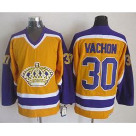Kings #30 Rogie Vachon Yellow CCM Throwback Stitched NHL Jersey