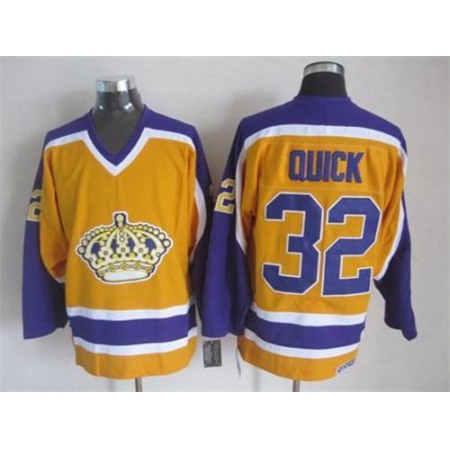 Kings #32 Jonathan Quick Yellow CCM Stitched NHL Jersey