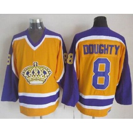Kings #8 Drew Doughty Yellow CCM Throwback Stitched NHL Jersey