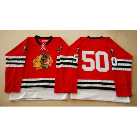 Mitchell And Ness 1960-61 Blackhawks #50 Corey Crawford Red Stitched NHL Jersey