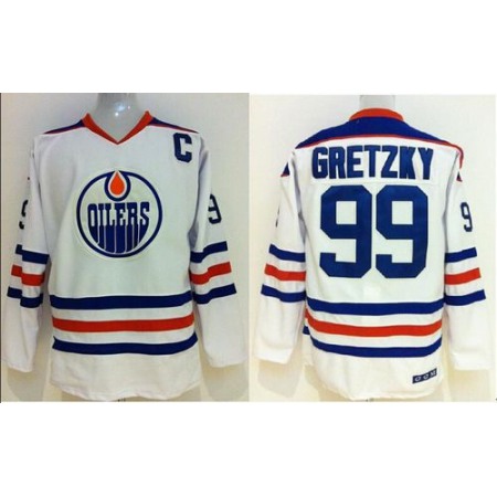 Oilers Wayne Gretzky #99 Stitched White CCM Throwback NHL Jersey