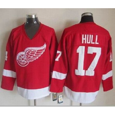 Red Wings #17 Brett Hull Red CCM Throwback Stitched NHL Jersey