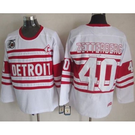 Red Wings #40 Henrik Zetterberg White 75TH CCM Stitched NHL Jersey