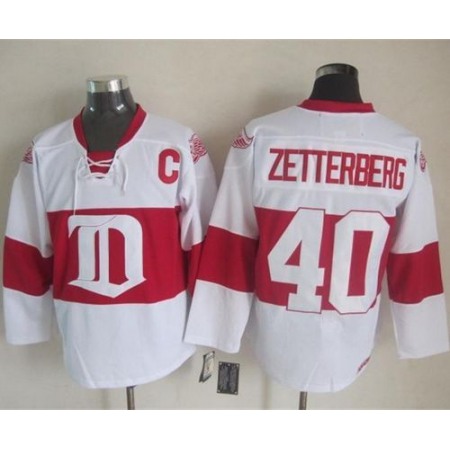 Red Wings #40 Henrik Zetterberg White Winter Classic CCM Throwback Stitched NHL Jersey