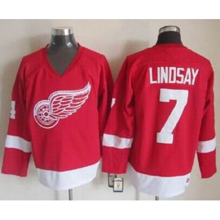 Red Wings #7 Ted Lindsay Red CCM Throwback Stitched NHL Jersey