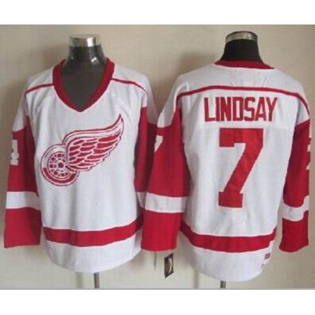 Red Wings #7 Ted Lindsay White CCM Throwback Stitched NHL Jersey