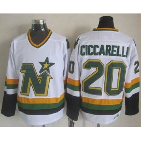 Stars #20 Dino Ciccarelli White CCM Throwback Stitched NHL Jersey
