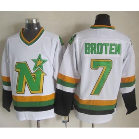 Stars #7 Neal Broten White CCM Throwback Stitched NHL Jersey