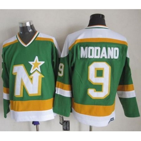 Stars #9 Mike Modano Stitched Green CCM Throwback NHL Jersey