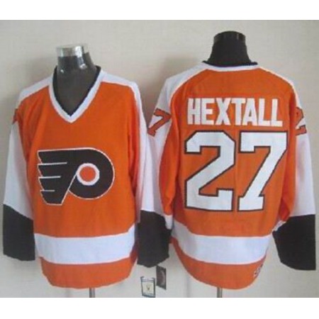 Flyers #27 Ron Hextall Orange/White CCM Throwback Stitched NHL Jersey