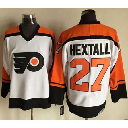 Flyers #27 Ron Hextall White/Black CCM Throwback Stitched NHL Jersey