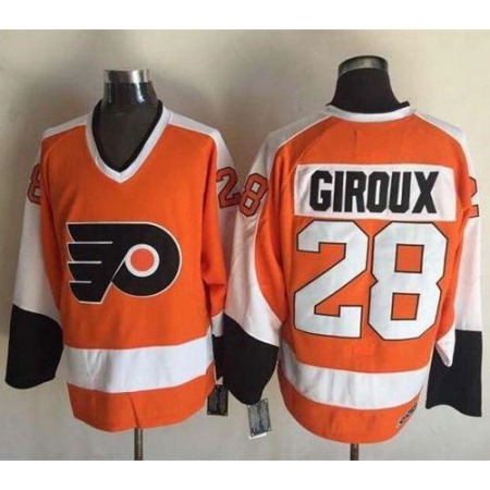 Flyers #28 Claude Giroux Orange CCM Throwback Stitched NHL Jersey