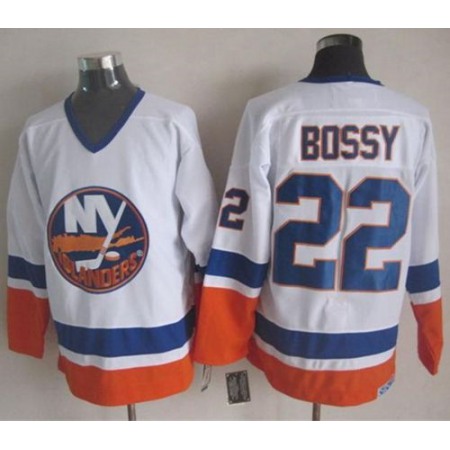 Islanders #22 Mike Bossy White CCM Throwback Stitched NHL Jersey