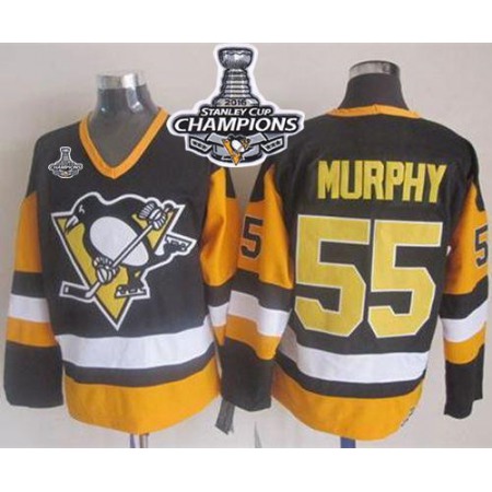 Penguins #55 Larry Murphy Black CCM Throwback 2016 Stanley Cup Champions Stitched NHL Jersey