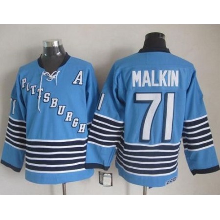 Penguins #71 Evgeni Malkin Light Blue CCM Throwback Stitched NHL Jersey