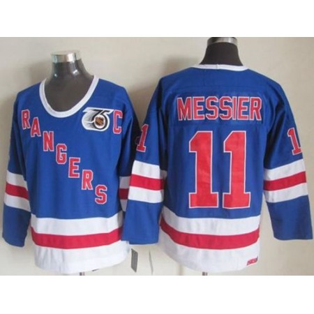 Rangers #11 Mark Messier Blue CCM 75TH Stitched NHL Jersey