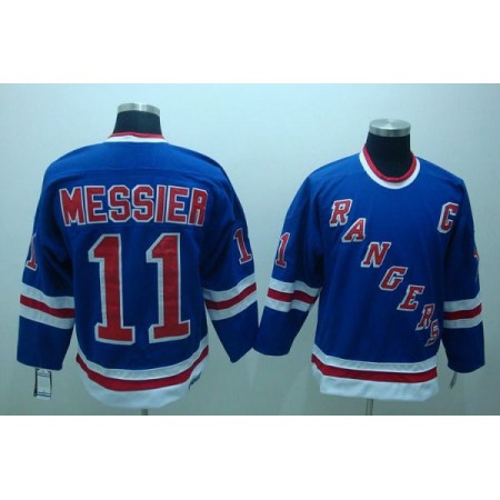 Rangers #11 Mark Messier Stitched Blue CCM Throwback NHL Jersey